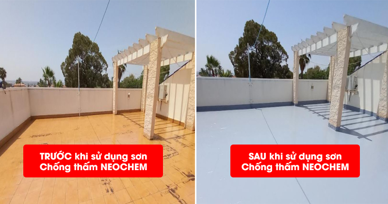 Sơn chống thấm sàn neochem trước và sau khi thi công