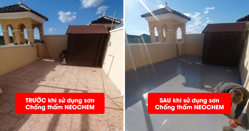 trước và sau khi sử dụng sơn chống thấm NEOCHEM