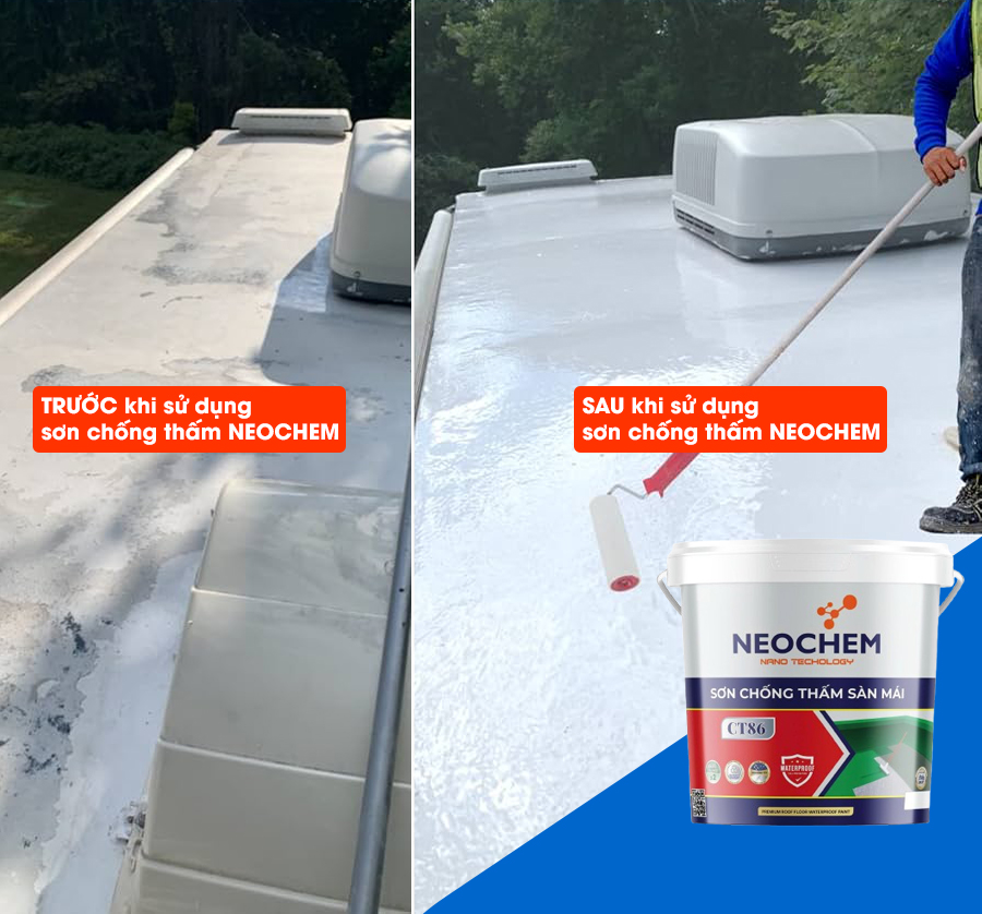 trước và sau khi sử dụng sơn chống thấm neochem